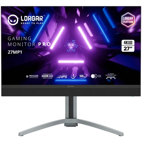 LORGAR 27MP1, UHD MiniLED Gaming Monitor Pro, 27'' (3840*2160) fast IPS flat monitor, black/milky grey
