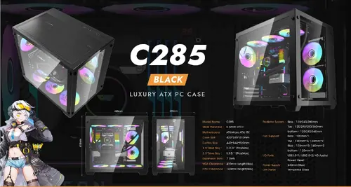 Aigo кутия Case ATX - C285 Black - image 13