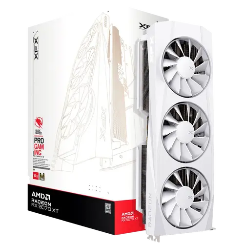 XFX Quicksilver AMD Radeon RX 9070XT White Magnetic Air Edition with 16GB GDDR6 HDMI 3xDP, AMD RDNA 4