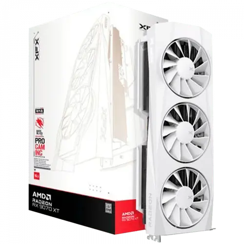 XFX Quicksilver AMD Radeon RX 9070XT White Gaming Edition with 16GB GDDR6 HDMI 3xDP, AMD RDNA 4