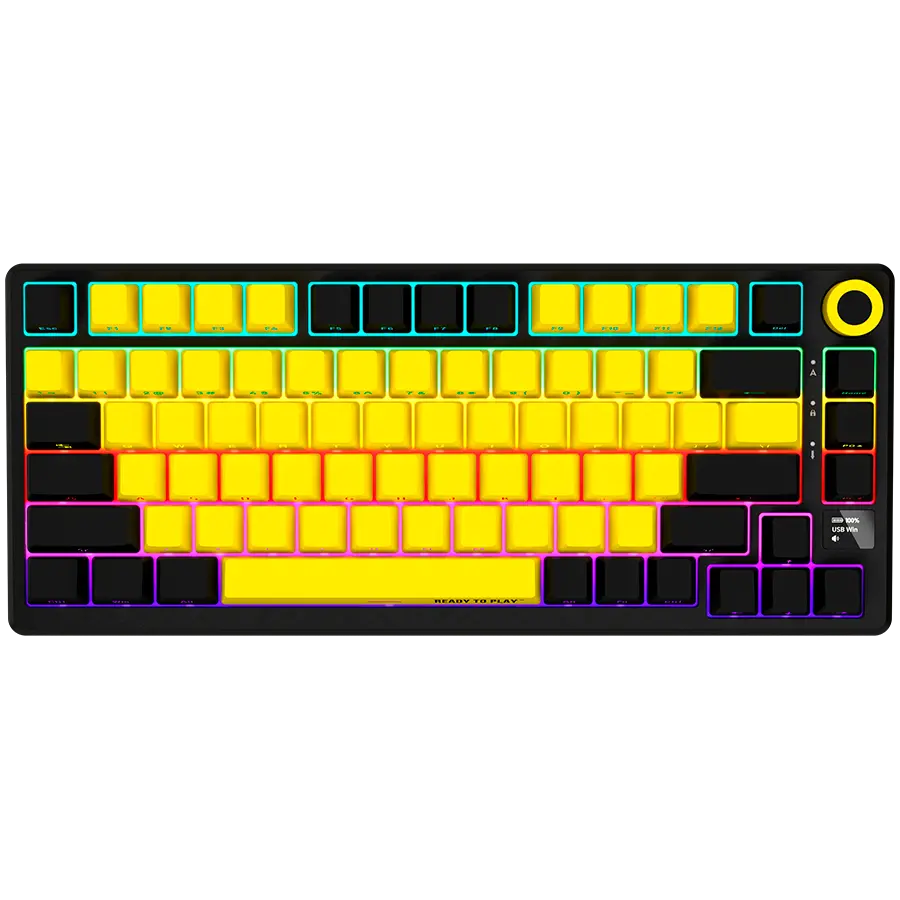 LORGAR KBP7075W, Wireless 75% Mechanical Gaming Keyboard Pro, Black/yellow, EN layout