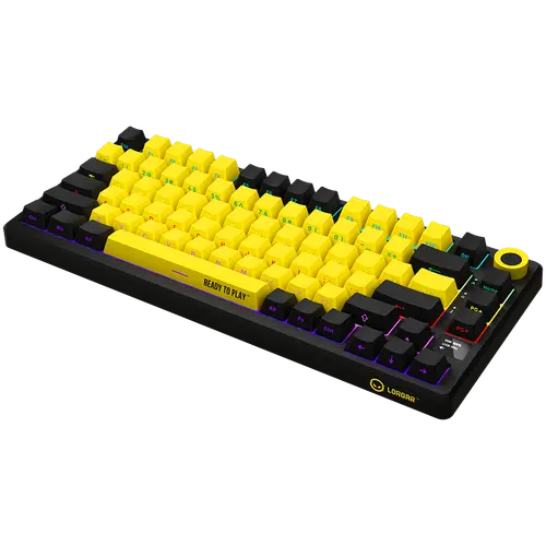 LORGAR KBP7075W, Wireless 75% Mechanical Gaming Keyboard Pro, Black/yellow, EN layout - image 1