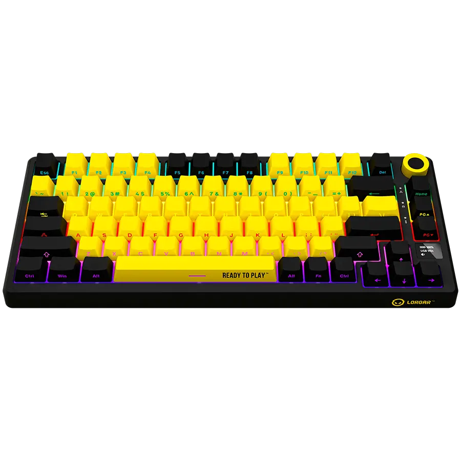 LORGAR KBP7075W, Wireless 75% Mechanical Gaming Keyboard Pro, Black/yellow, EN layout - image 2