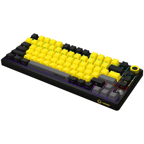 LORGAR KBP7075W, Wireless 75% Mechanical Gaming Keyboard Pro, Black/yellow, EN layout - image 6