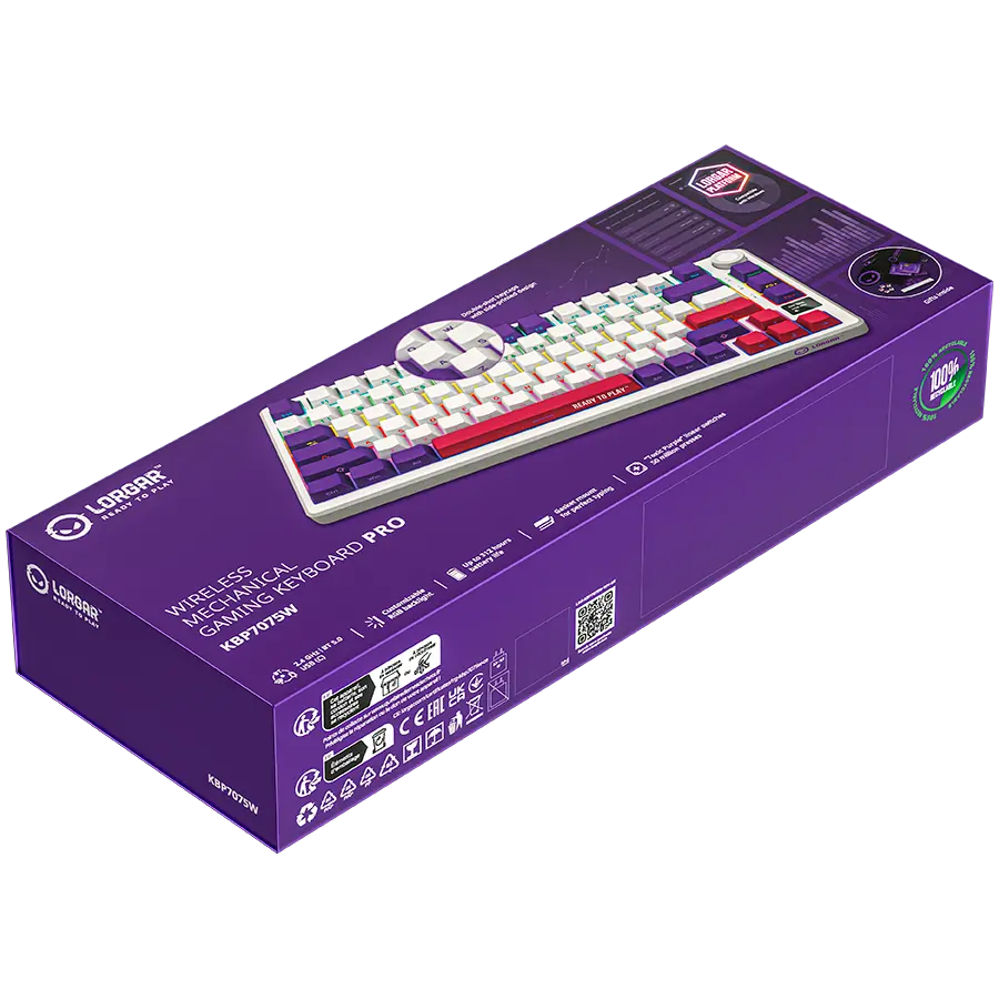 LORGAR KBP7075W, Wireless 75% Mechanical Gaming Keyboard Pro, White, EN layout - image 8