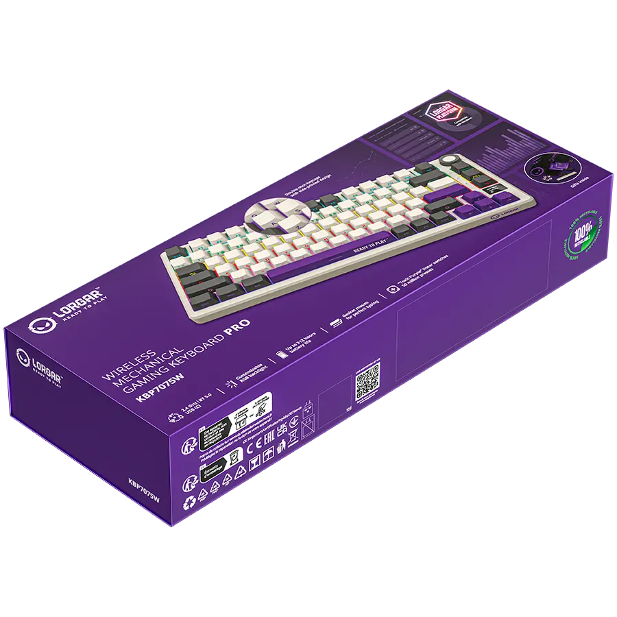 LORGAR KBP7075W, Wireless 75% Mechanical Gaming Keyboard Pro, Beige, EN layout - image 8