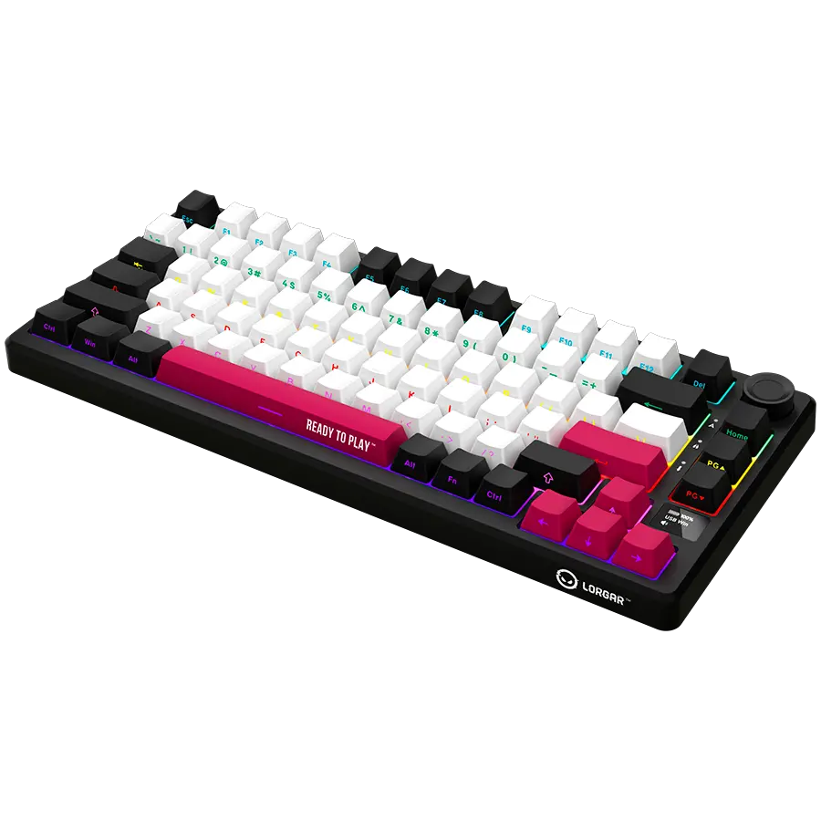 LORGAR KBP7075W, Wireless 75% Mechanical Gaming Keyboard Pro, Black/red, EN layout - image 1