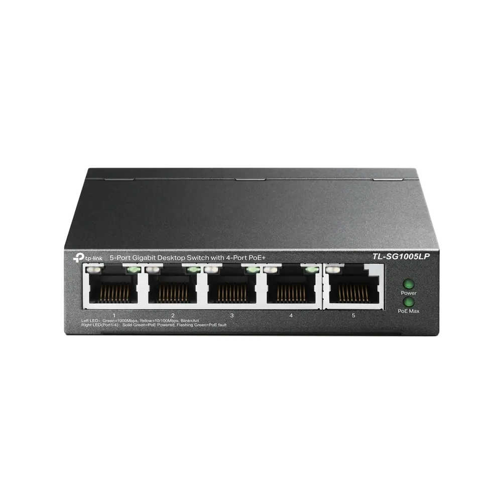 Комутатор TP-LINK TL-SG1005LP,5-порта Gigabit , 4 x PoE+, неуправляем, метален