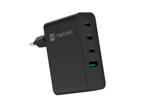 Адаптер, Natec USB Charger Ribera 3X USB-C + 1x USB-A 100W, Black