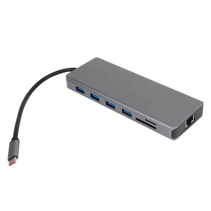 VCom докинг станция Docking Station USB-C 13-in-1 - CU4706 - HDMI x 2, DP, USB3.0 x 3, USB-C, USB2.0, RJ45, SD/TF, PD100W, Audio, L-Shape USB-C - image 1