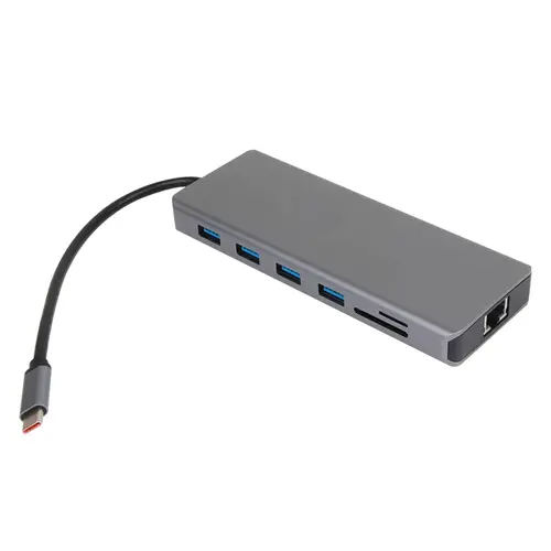 VCom докинг станция Docking Station USB-C 13-in-1 - CU4706 - HDMI x 2, DP, USB3.0 x 3, USB-C, USB2.0, RJ45, SD/TF, PD100W, Audio, L-Shape USB-C - image 1