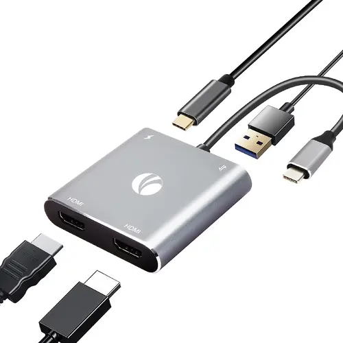 VCom докинг станция Docking Station USB-C 4-in-1 - CU450S - HDMI x 2, USB2.0, USB-C PD3.0 100W, MST - image 1