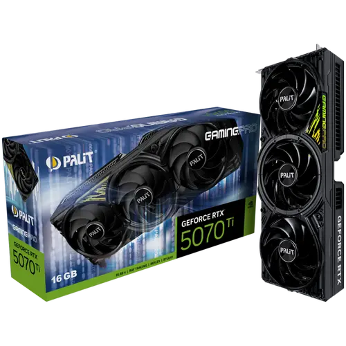 PALIT GeForce RTX 5070 Ti GamingPro V1 16GB GDDR7 256 bit, 1x HDMI 2.1b, 3x DP 2.1b, 3 Fan, 1x 16-pin pwr connector, 750W, 331.9 x 127 x 60 mm, NE7507T019T2-GB2031Y