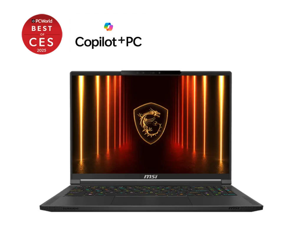 Лаптоп, MSI Stealth A16 AI+ A3XWHG, NVIDIA GeForce RTX 5070 Ti 12GB GDDR7 992 AI TOPS, AMD Ryzen AI 9 HX 370 (12C, 24T, Up to 5.1 GHz 24MB L3), 16" 16:10 QHD+(2560x1600) OLED, 240hz, 1ms, 32GB DDR5 LPDDR5x-7500, 2TB PCIe Gen4x4 SSD, Wi-Fi 7, Windows 11 Home