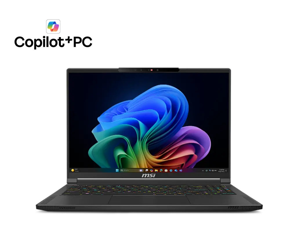 Лаптоп, MSI Stealth A16 AI+ A3XVFG, AMD Ryzen AI 9 HX 370 (12C, 24T, Up to 5.1 GHz 24 MB L3) RTX 4060 8GB GDDR6 233 AI TOPS, 16" 16:10 QHD+ (2560x1600) OLED, 240hz, 32GB LPDDR5x-7500, 1TB PCIe SSD Gen4x4, Wi-Fi 7, Per-Key RGB KBD by SteelSeries, Windows 11 Home