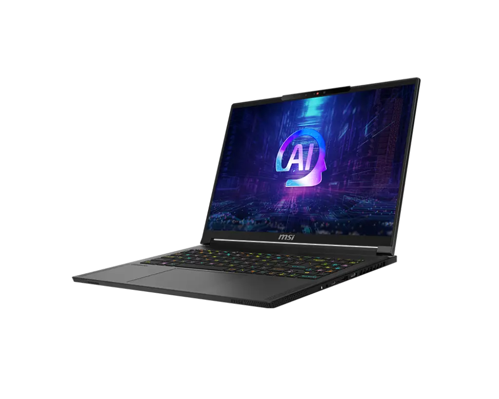 Лаптоп, MSI Stealth A16 AI+ A3XVFG, AMD Ryzen AI 9 HX 370 (12C, 24T, Up to 5.1 GHz 24 MB L3) RTX 4060 8GB GDDR6 233 AI TOPS, 16" 16:10 QHD+ (2560x1600) OLED, 240hz, 32GB LPDDR5x-7500, 1TB PCIe SSD Gen4x4, Wi-Fi 7, Per-Key RGB KBD by SteelSeries, Windows 11 Home - image 1