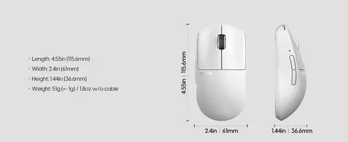 Pulsar професионална геймърска мишка Wireless Gaming Mouse X2 v3 Size1 White - 1K (8K compatible) - image 9