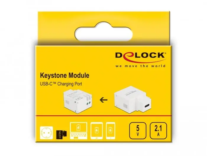 Модул Delock, USB-C порт за зареждане, За монтаж на панел Keystone - image 2