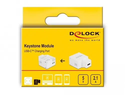 Модул Delock, USB-C порт за зареждане, За монтаж на панел Keystone - image 2
