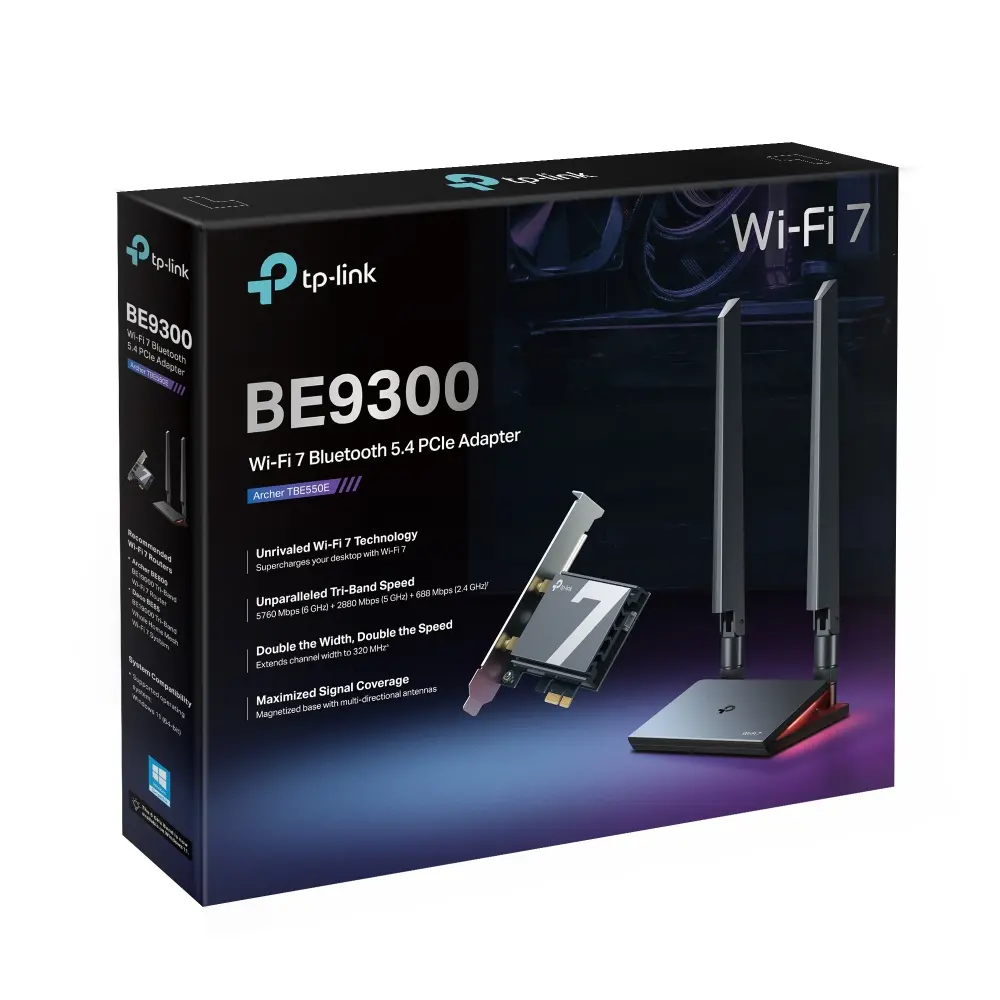Безжичен адаптер TP-LINK Archer TBE550E, BE9300, Wi-Fi 7,Bluetooth 5.4, PCI Exp. - image 6