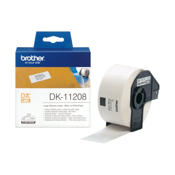 ЛЕНТА ЗА ЕТИКЕТНИ ПРИНТЕРИ BROTHER ТИП QL - LARGE ADDRESS LABELS - 38 mm x 90 mm x 400 - PN DK-11208 (DK11208)