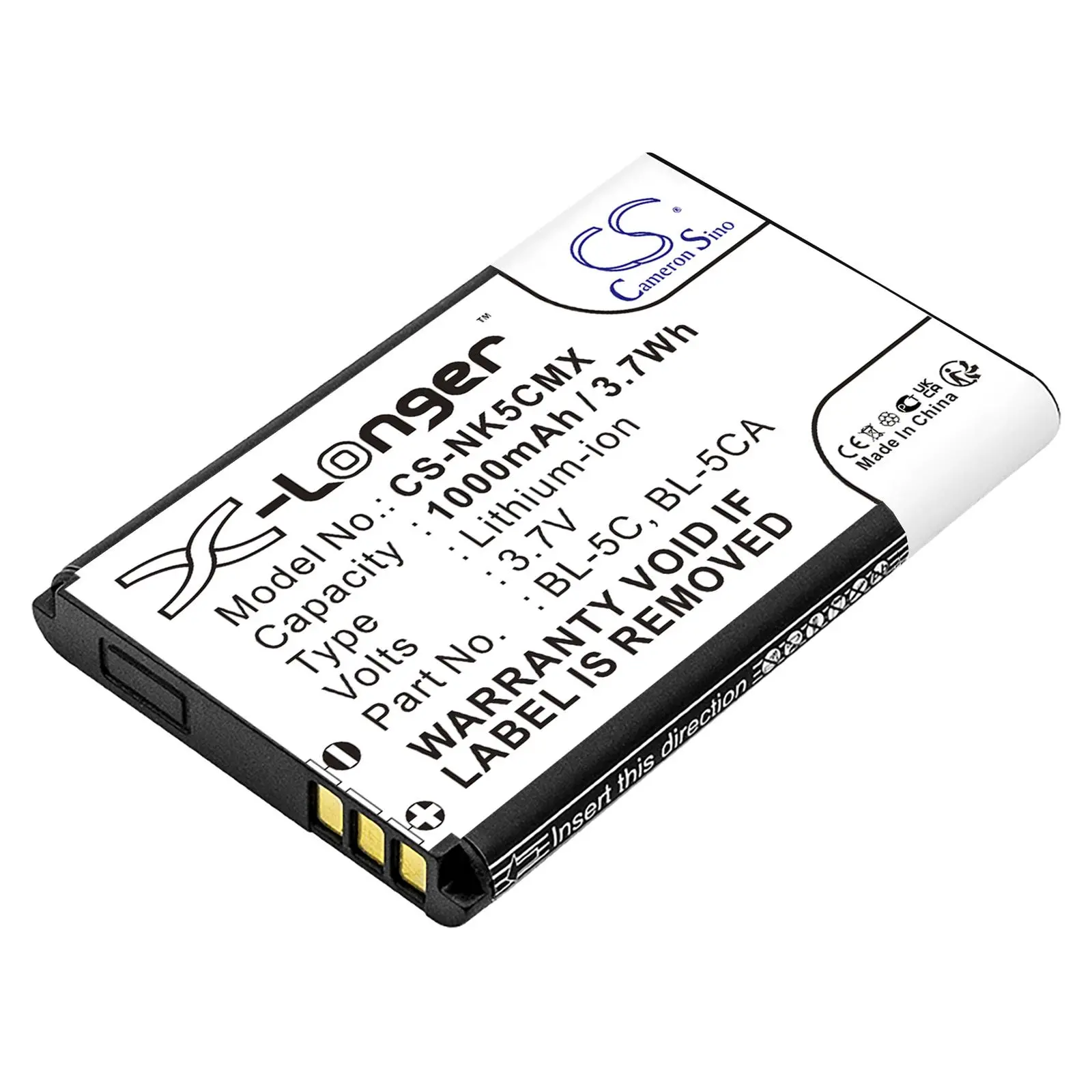 Baterie pentru telefon mobil CAMERON SINO BL-5C, pentru Nokia 105 2700 3110 5130 6230 E50, 3.7V, 1000mAh