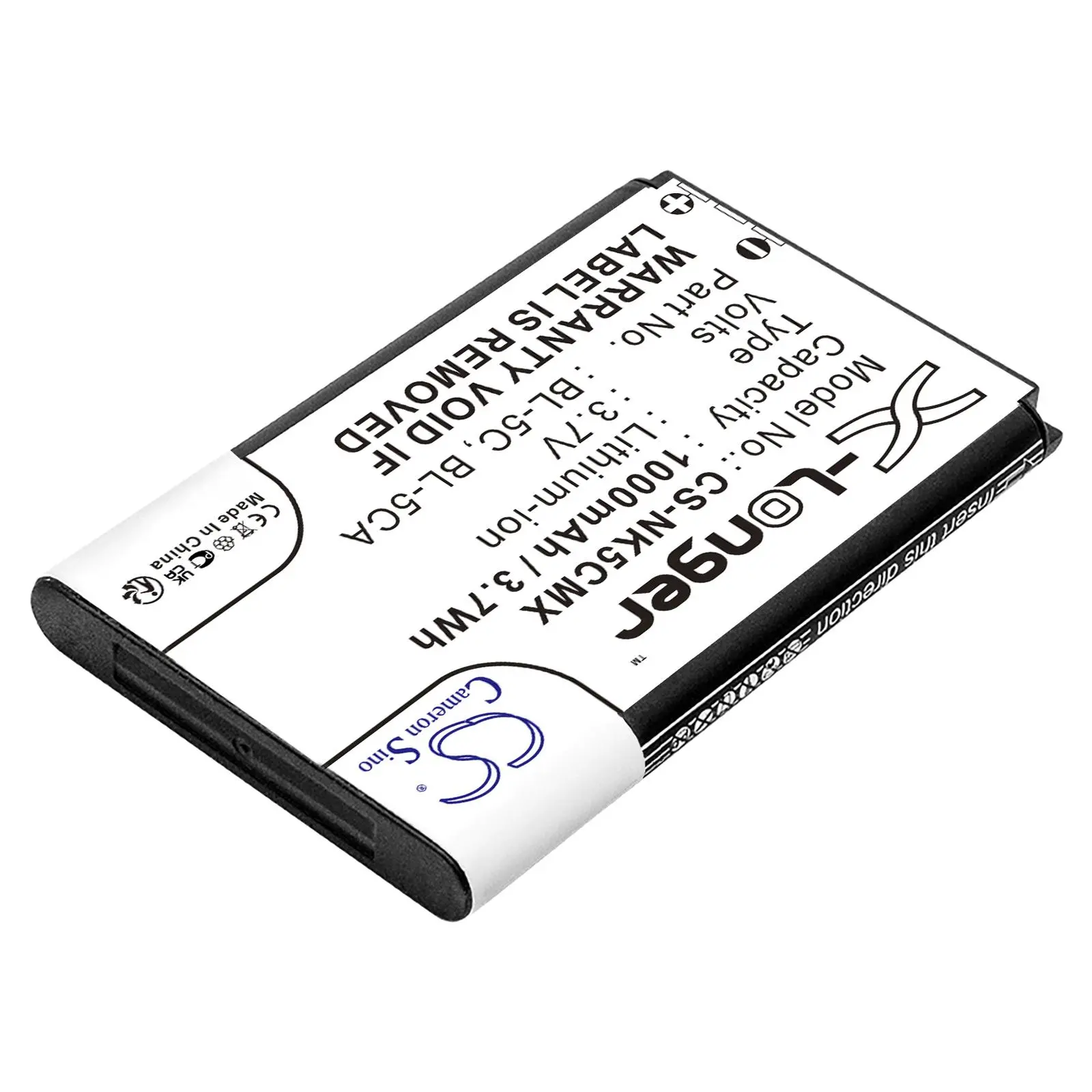 Батерия за мобилен телефон CAMERON SINO BL-5C, за Nokia 105 2700 3110 5130 6230 E50, 3.7V, 1000mAh - image 1