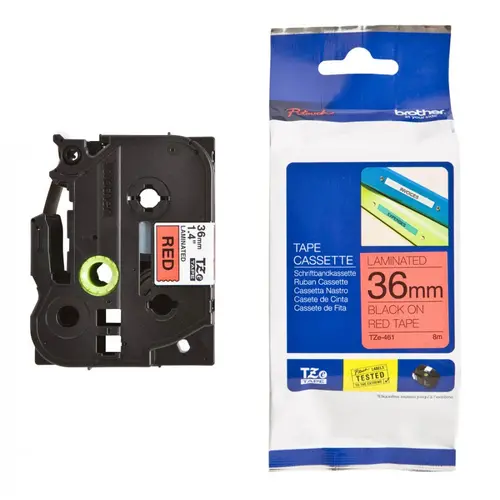 ЛЕНТА ЗА ЕТИКЕТНИ ПРИНТЕРИ BROTHER ТИП TZ - 36 mm x 8 m - BLACK ON RED TAPE - PN TZE461 (TZE-461)