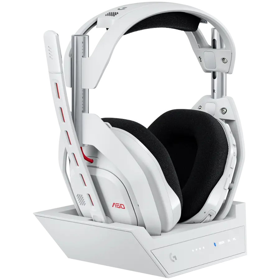 Logitech Astro A50 Lightspeed безжични слушалки с докинг станция, Бели