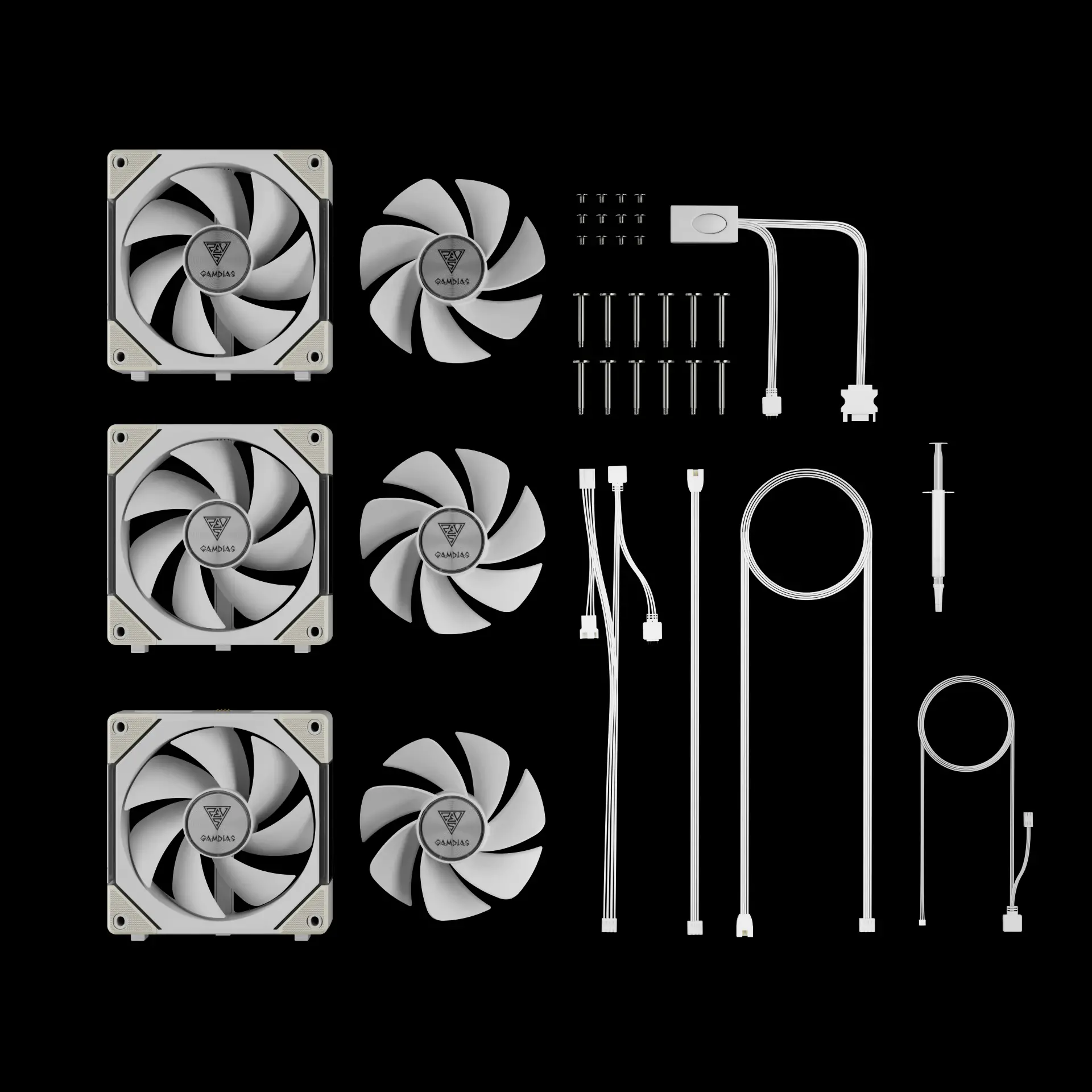 Gamdias Комплект вентилатори Fan Pack 3-in-1 3x120mm - AEOLUS P2-1203 White, Swappable Fan Blades (Reverse Fan Blades Included), Daisy-Chain, Infinity Mirror - image 10