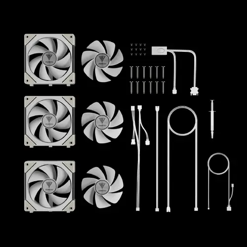 Gamdias Set de ventilatoare Fan Pack 3-in-1 3x120mm - AEOLUS P2-1203 White, palete de ventilator interschimbabile (palete inversate incluse) - 11