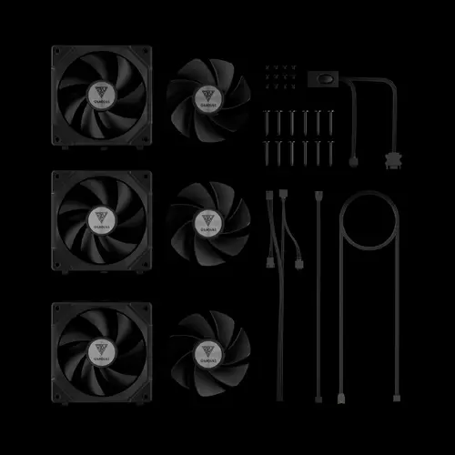 Gamdias Set ventilatoare Fan Pack 3-in-1 3x120mm - AEOLUS P2-1203, palete de ventilator interschimbabile (inclusiv palete inversate), Daisy-Chain - 11