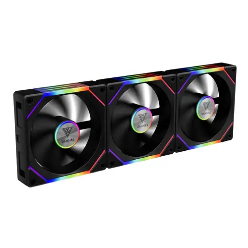 Gamdias Κιτ ανεμιστήρων Fan Pack 3-in-1 3x120mm - AEOLUS P2-1203, εναλλάξιμα πτερύγια ανεμιστήρα (περιλαμβάνονται αντίστροφα πτερύγια), Daisy-Chain - 1