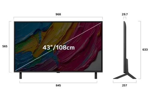 Телевизор, LG 43QNED80A3A, 43" 4K QNED HDR Smart TV, 3840x2160, DVB-T2/C/S2, a7 AI Processor, HDR10 / HLG, webOS 25 ThinQ, VRR / ALLM / HGiG, 4K Upscaling, WiFi 5, Voice Controll, Bluetooth 5.1, AirPlay 2, LAN, CI, HDMI, SPDIF, Google Cast, 2 pole Stand - image 2
