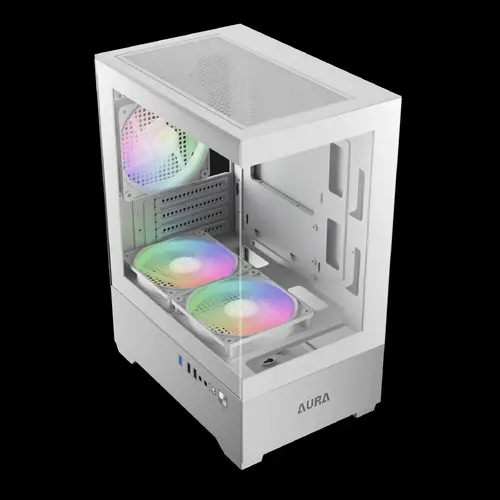 Gamdias кутия Case mATX - AURA GC9M White - 3 x 120 mm A-RGB, Tempered Glass - image 2