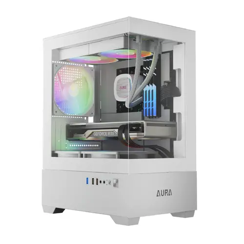 Gamdias кутия Case mATX - AURA GC9M White - 3 x 120 mm A-RGB, Tempered Glass