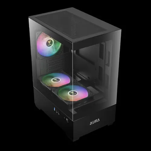 Gamdias кутия Case mATX - AURA GC9M - 3 x 120 mm A-RGB, Tempered Glass - image 2