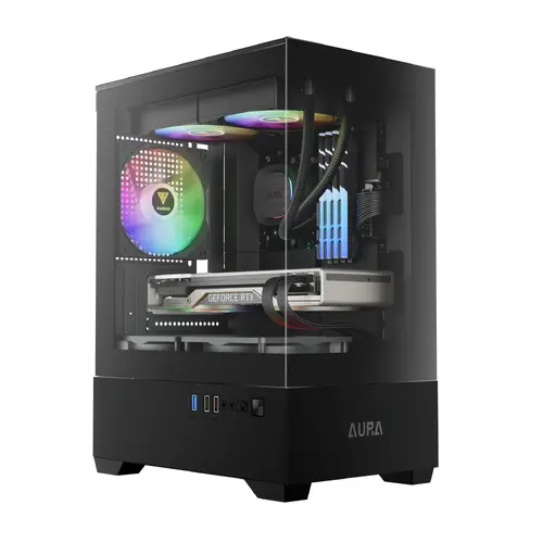 Gamdias кутия Case mATX - AURA GC9M - 3 x 120 mm A-RGB, Tempered Glass