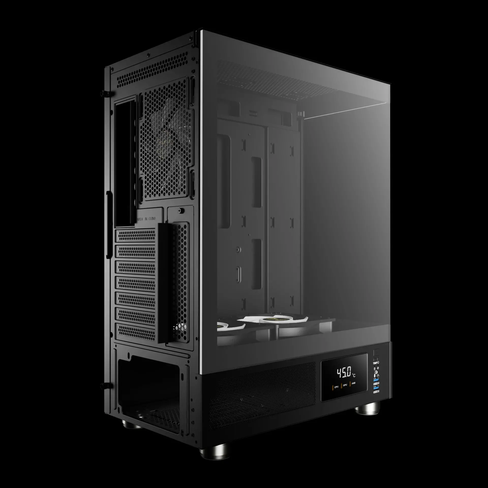 Gamdias κουτί υπολογιστή ATX - ATLAS E1 - 3 x 120 mm A-RGB, Ψηφιακή οθόνη, Ψημένο γυαλί - image 7