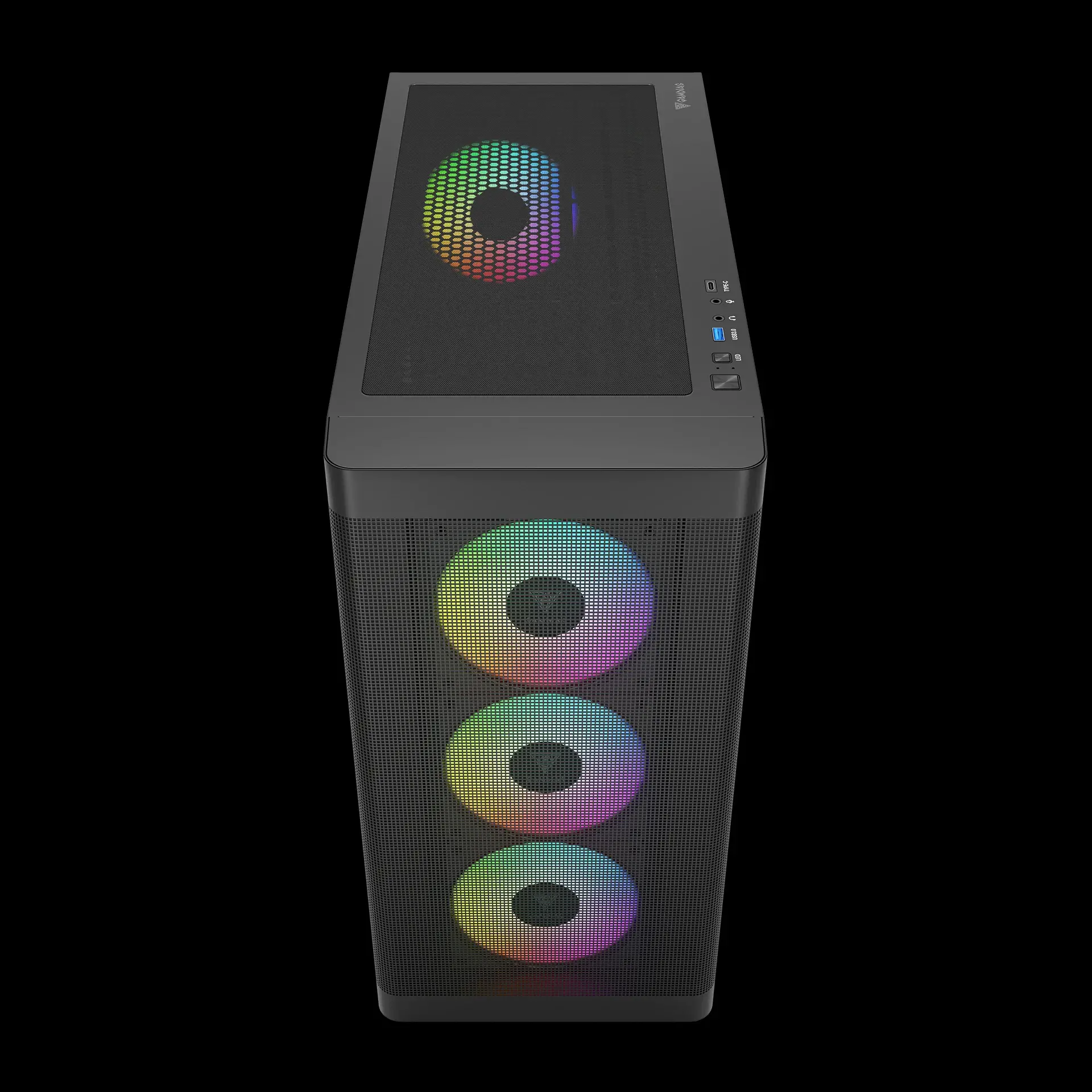 Gamdias кутия Case E-ATX - ATHENA M3 Black - USB-C, 4 x 120 mm A-RGB, Mesh, Tempered Glass - image 2