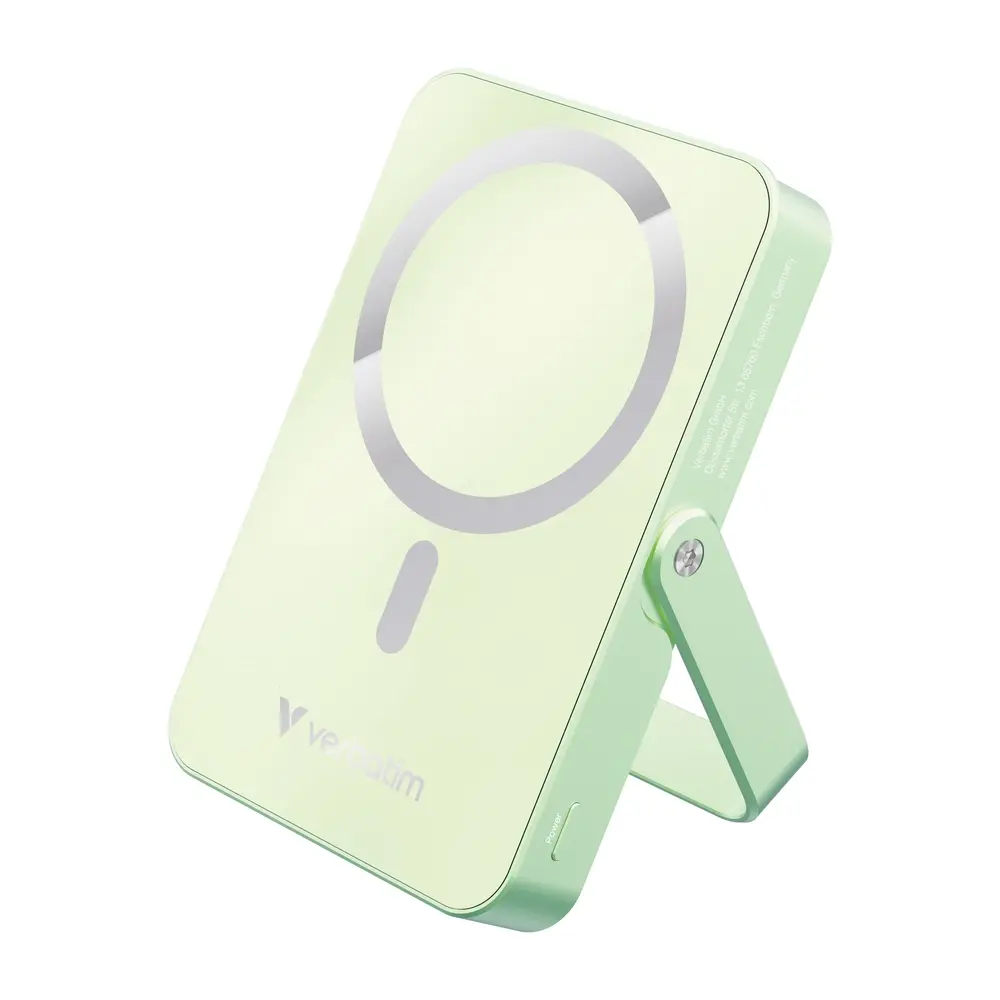 Външна батерия, Verbatim Charge 'n' Go Power Bank with Stand Magnetic Wireless 10000mAh Green