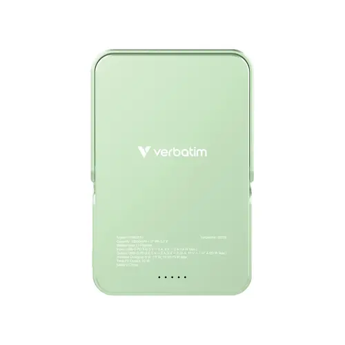 Външна батерия, Verbatim Charge 'n' Go Power Bank with Stand Magnetic Wireless 10000mAh Green - image 2