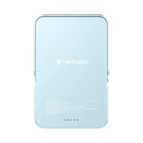 Външна батерия, Verbatim Charge 'n' Go Power Bank with Stand Magnetic Wireless 10000mAh Blue - image 2