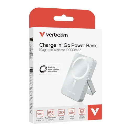 Външна батерия, Verbatim Charge 'n' Go Power Bank with Stand Magnetic Wireless 10000mAh Blue - image 6