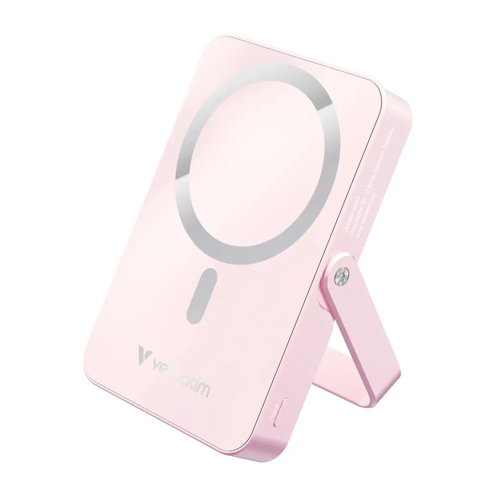 Външна батерия, Verbatim Charge 'n' Go Power Bank with Stand Magnetic Wireless 10000mAh Pink
