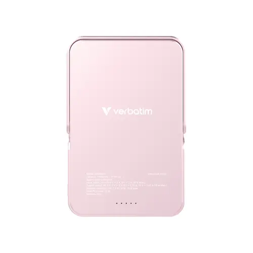 Външна батерия, Verbatim Charge 'n' Go Power Bank with Stand Magnetic Wireless 10000mAh Pink - image 2