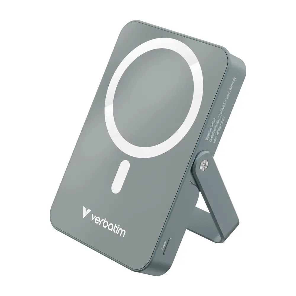 Външна батерия, Verbatim Charge 'n' Go Power Bank with Stand Magnetic Wireless 10000mAh Grey