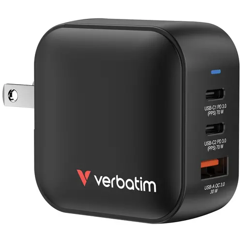 Зарядно устройство, Verbatim Mini GaN Charger 70W 3 Port US plug with EU and UK adaptors - image 8