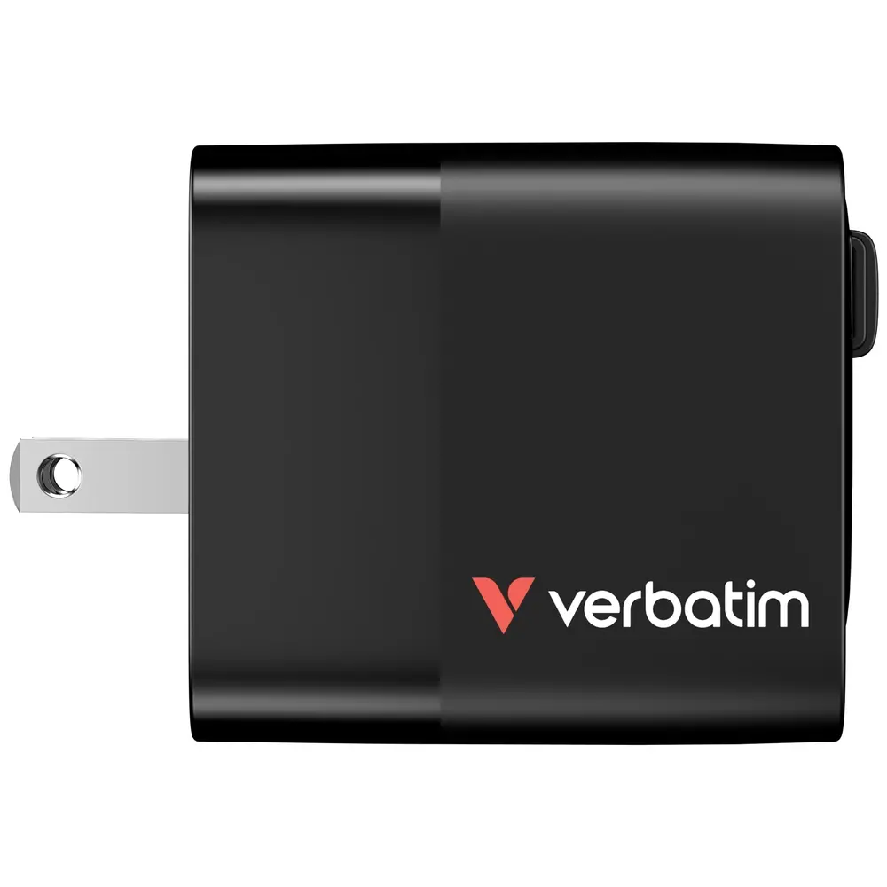 Зарядно устройство, Verbatim Mini GaN Charger 65W 2 Port retractable cable display US plugs with EU and UK adaptors - image 4