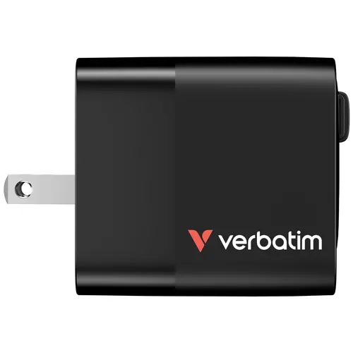 Зарядно устройство, Verbatim Mini GaN Charger 65W 2 Port retractable cable display US plugs with EU and UK adaptors - image 4